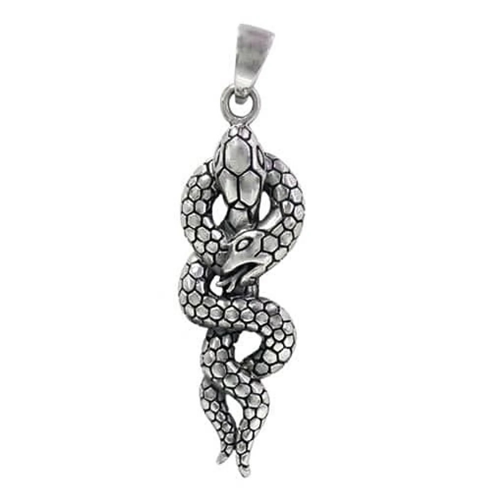 Sterling Silver Snake Pendant 40X14mm