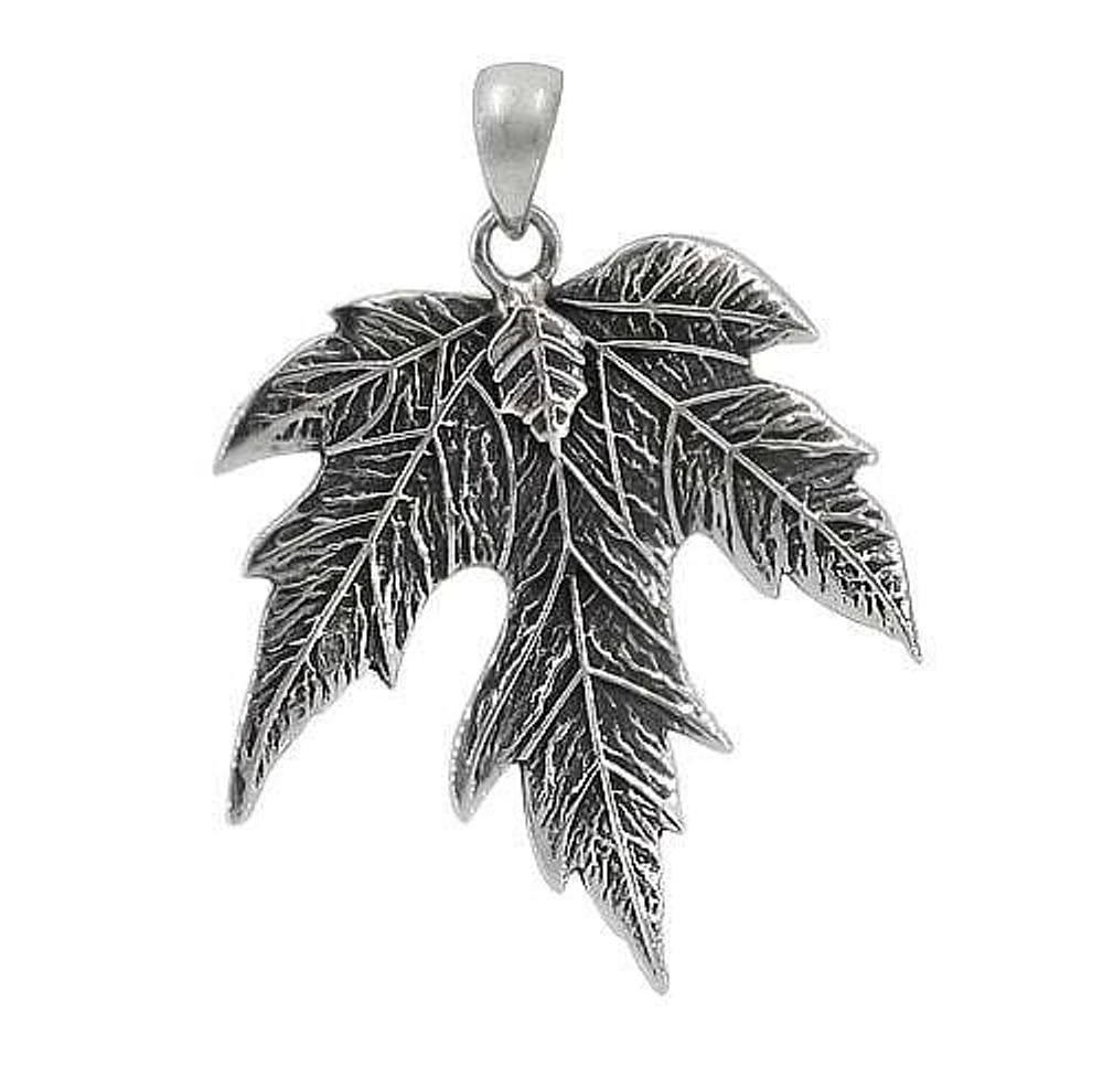 Sterling Silver Leaf Pendant, 35X32mm(Outer Frame)