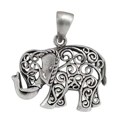 Sterling Silver Elephant Pendant, 20X28mm