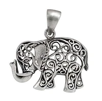 Sterling Silver Elephant Pendant, 20X28mm