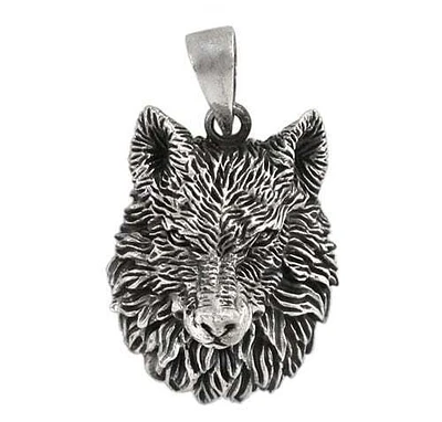 Sterling Silver Wolf Head Pendant