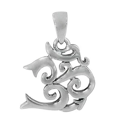 Sterling Silver, Unique Om Pendant. Approx Pendant Size: 20mm L X 20mm W X 1.5mm T
