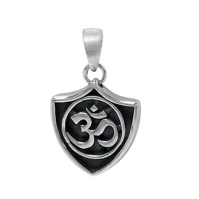 Sterling Silver, Om Pendant With Detail Design. Approx Pendant Size: 21mm L X 19mm W X 2mm T