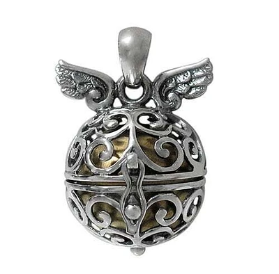 Sterling Silver, Harmony Ball Pendant With Wing. Approx Pendant Size: 28mm L X 24mm W And 18mm Diameter(Ball)