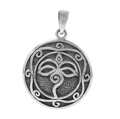 Sterling Silver Buddha Eye Pendant, 27mm Diameter