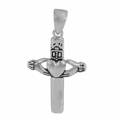 Sterling Silver Claddagh Cross Pendant