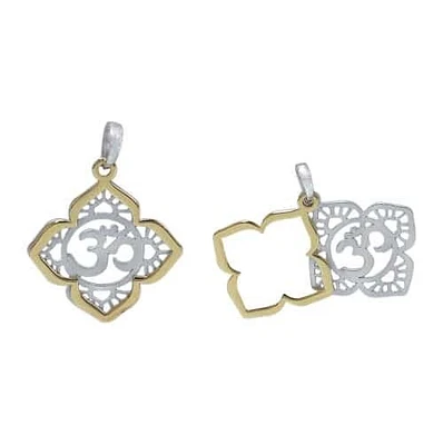 Gold Plated And Sterling Silver, 2 Tone Om Pendant Approximate Frame Size: 20mm L X 20mm W X 1mm T