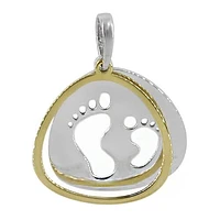 Gold And Rhodium Plated On Sterling Silver, Feet Pendant, 20X19mm Frame