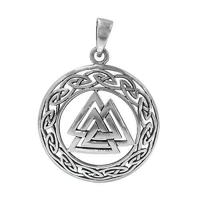 Sterling Silver, Valknut Knot Pendant. Approximate Pendant Size: 30Mm Diameter.