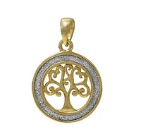 Gold Plated On Sterling Silver, Tree Of Life Pendant With Stardust Finish. Approx Pendant Size: 26mm Diameter X 1.5mm Thickness