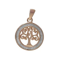 Rose Gold Plated On Sterling Silver, Tree Of Life Pendant With Stardust Finish. Approx Pendant Size: 26mm Diameter X 1.5mm Thickness.