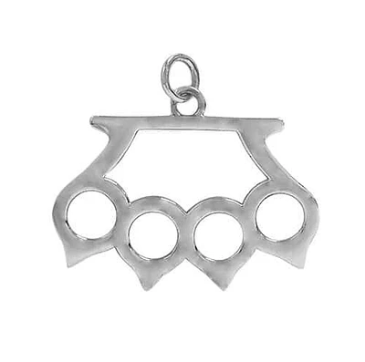 Sterling Silver, Brass Knuckle Pendant With 7mm Loop. Approximate Frame Size: 26mm L X 39mm W X 1mm T