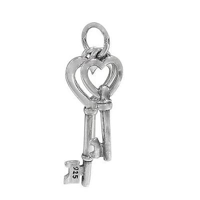 Sterling Silver, Double Key Pendant. Approximate Key Size: 14mm And 33mm L X 10mm And 12mm W X 3mm T