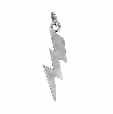 Sterling Silver, Thunder Charm Pendant With 7mm Loop. Approx Pendant Size: 36mm L X 12mm W X 1mm T