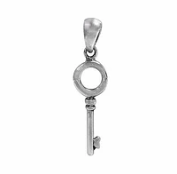 Sterling Silver, Key Pendant. Approximate Key Size: 25mm L X 8mm W X 2mm T