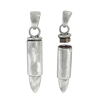 Sterling Silver, 31X8mm Bullet Poison Pendant