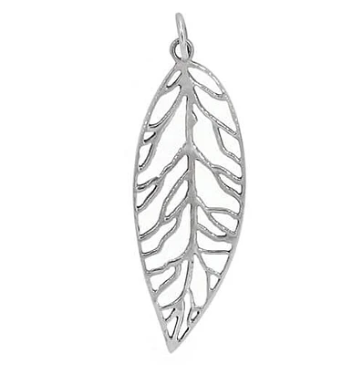 Sterling Silver Leaf Pendant, 45X16mm Frame