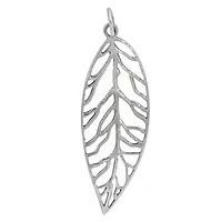 Sterling Silver Leaf Pendant, 45X16mm Frame