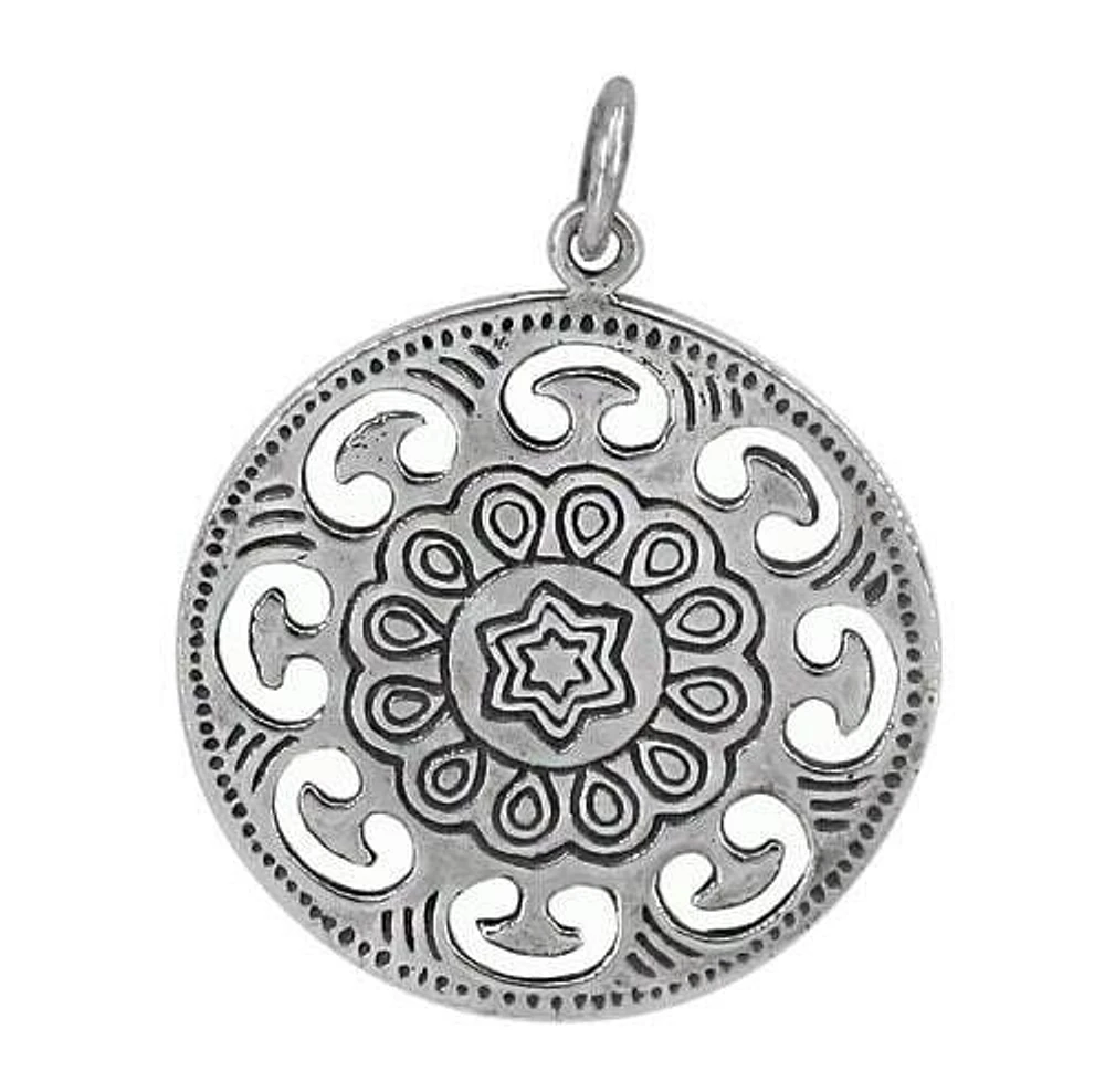 Sterling Silver, Ornate Star Pendant, 30mm Diameter