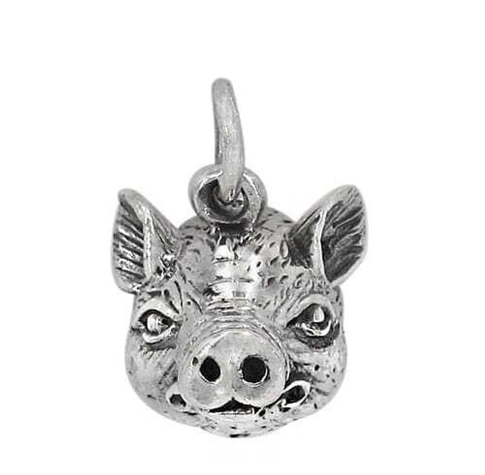 Sterling Silver Pig Head Pendant