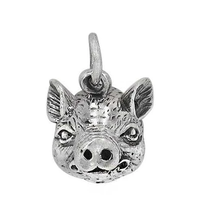 Sterling Silver Pig Head Pendant