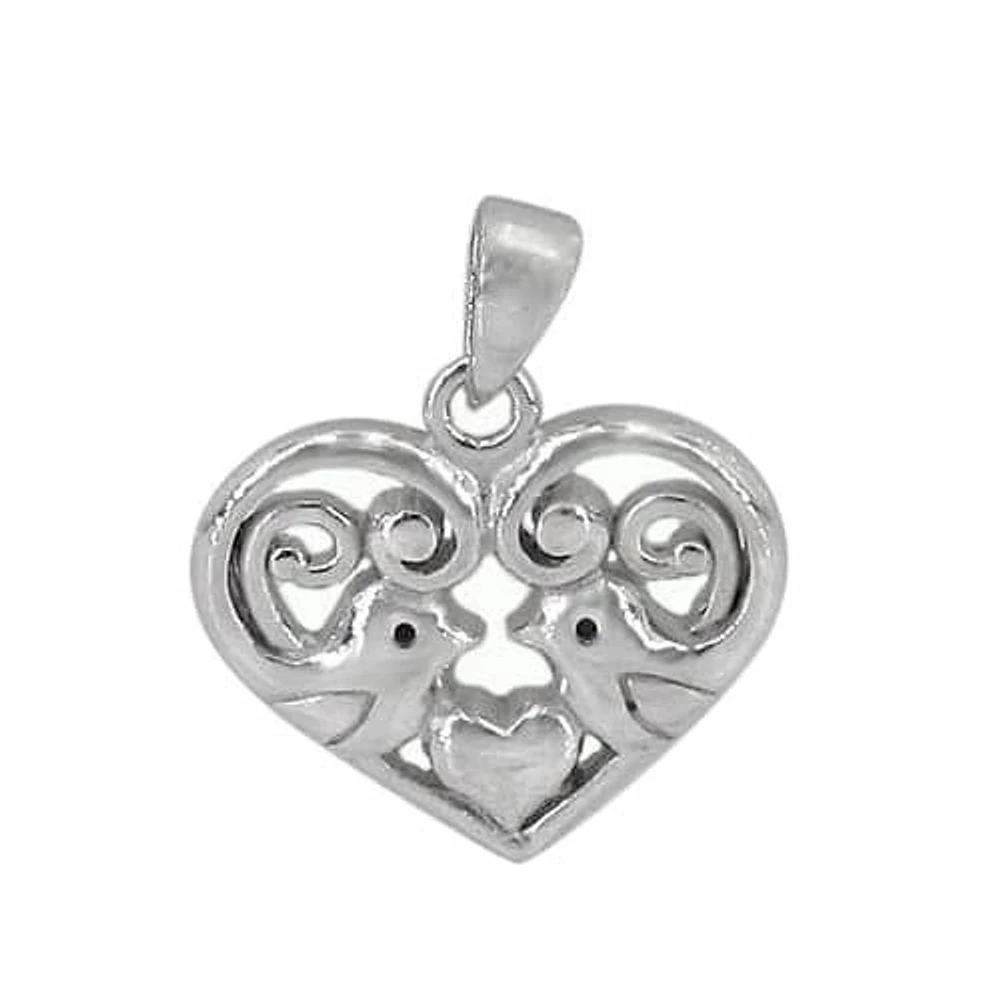 Sterling Silver With Rhodium Heart Pendant