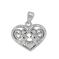 Sterling Silver With Rhodium Heart Pendant