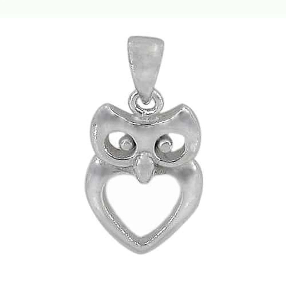 Sterling Silver With Rhodium Owl Pendant