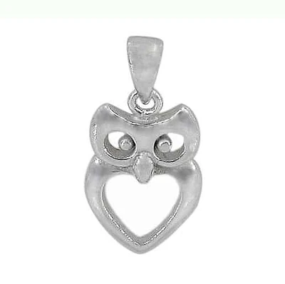 Sterling Silver With Rhodium Owl Pendant