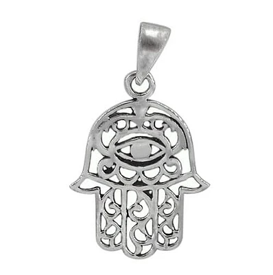 Sterling Silver Hamsa Pendant, 20X18mm Frame.