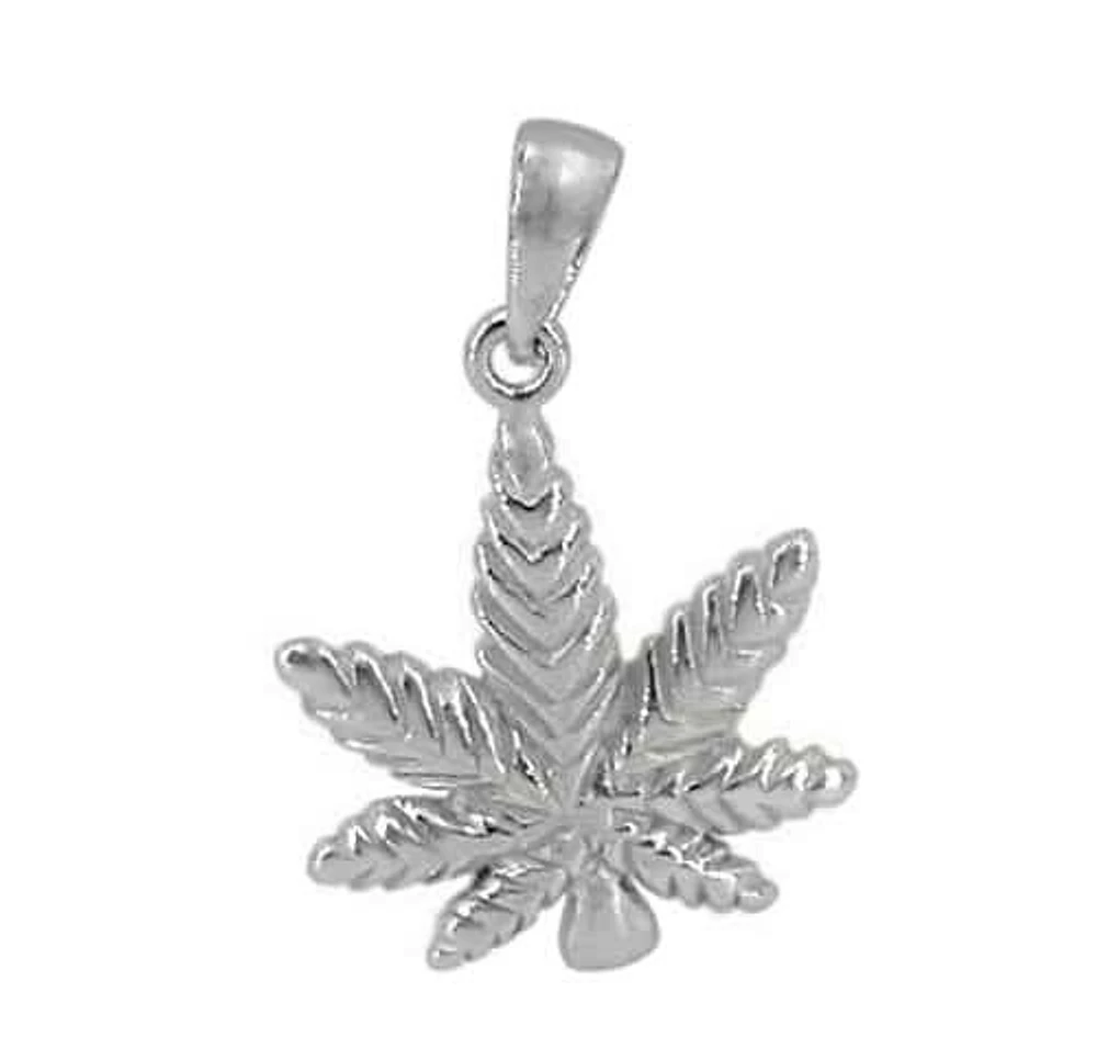 Sterling Silver With Rhodium Leaf Pendant