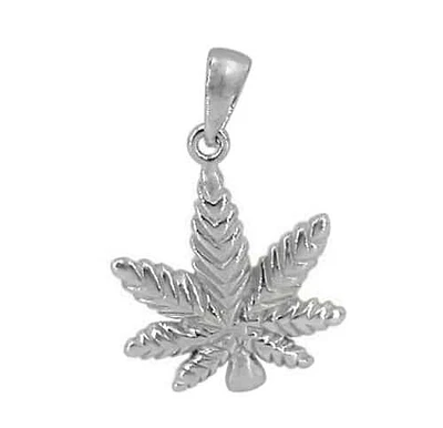 Sterling Silver With Rhodium Leaf Pendant