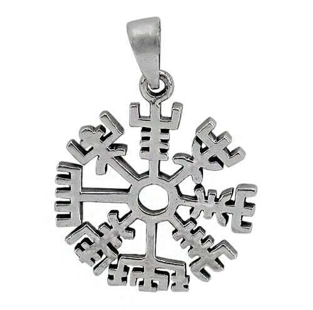 Sterling Silver Vegvisir Pendant, 26mm Diameter