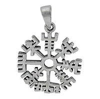 Sterling Silver Vegvisir Pendant, 26mm Diameter