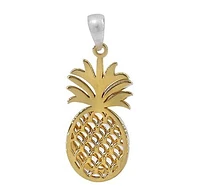 Sterling Silver Two Tone (Gold And Rhodium Plated), Pineapple Pendant, 21X10mm Frame