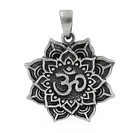 Sterling Silver Om Pendant, 30mm Diameter