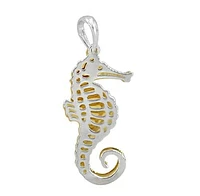 Sterling Silver Two Tone (Gold And Rhodium), Seahorse Pendant