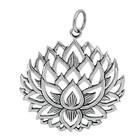 Sterling Silver Lotus Pendant, 39X39mm Frame