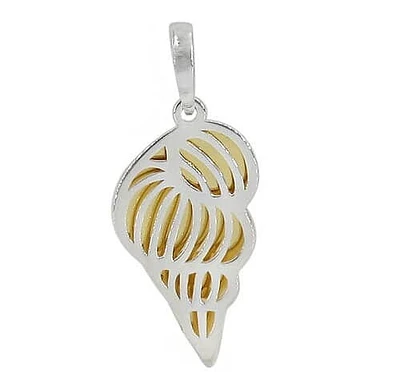 Sterling Silver Two Tone (Gold And Rhodium Plated), Seashell Pendant