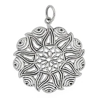 Sterling Silver Sun Pendant With Filigree Design, 40X1mm Frame