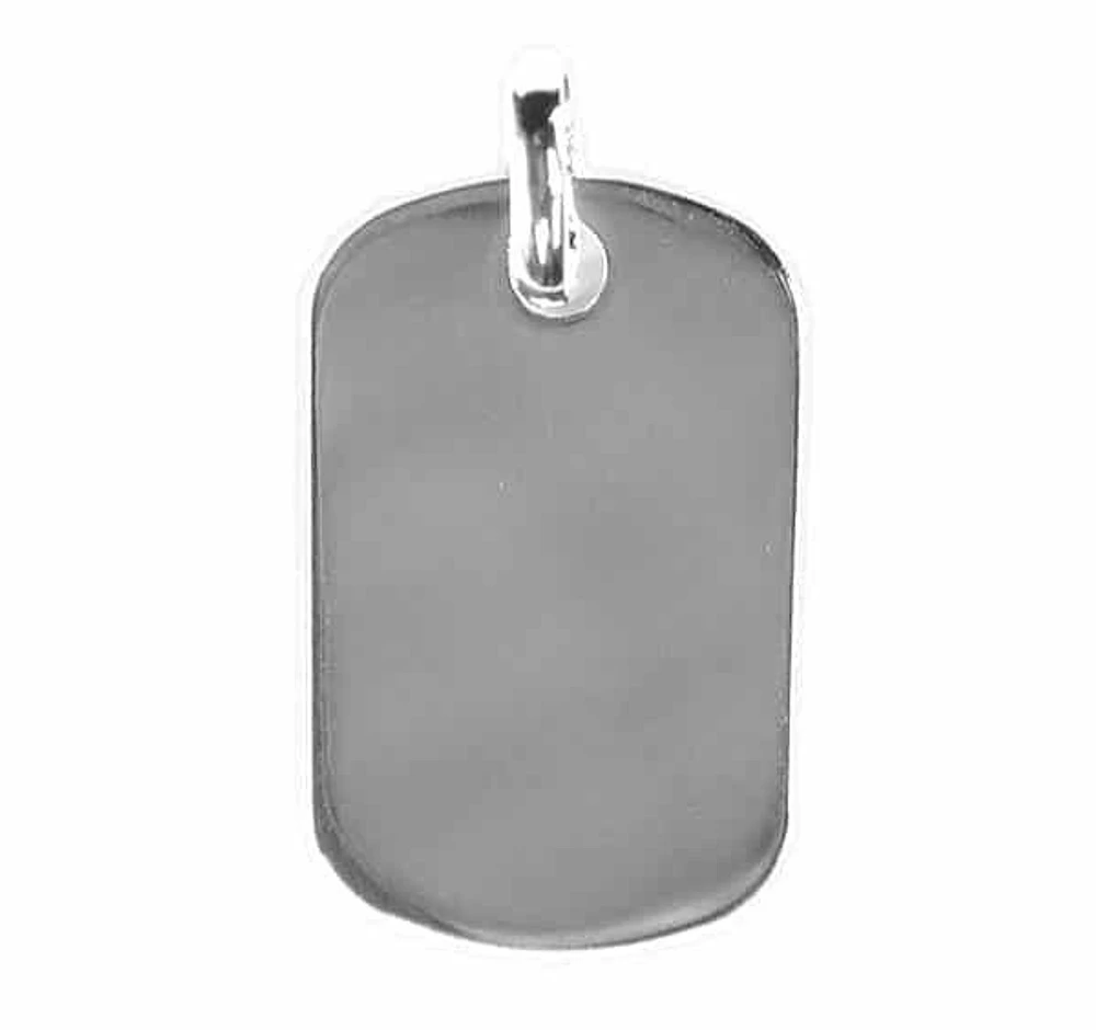 Sterling Silver, Smooth Plain Dog Tag. Approx Pendant Size: 30mm L X 18mm W X 1mm T