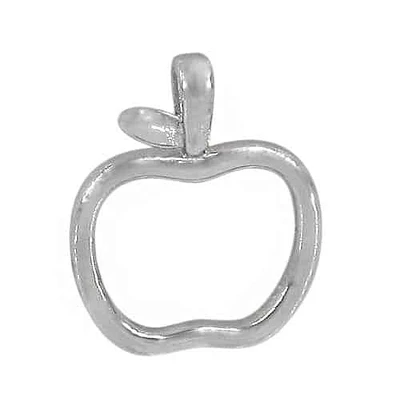 Sterling Silver With Rhodium Plated Apple Pendant, 17X14mm(Outer Frame)