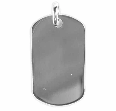 Sterling Silver, Shiny, Smooth Plain Dog Tag. 40mm X 23mm