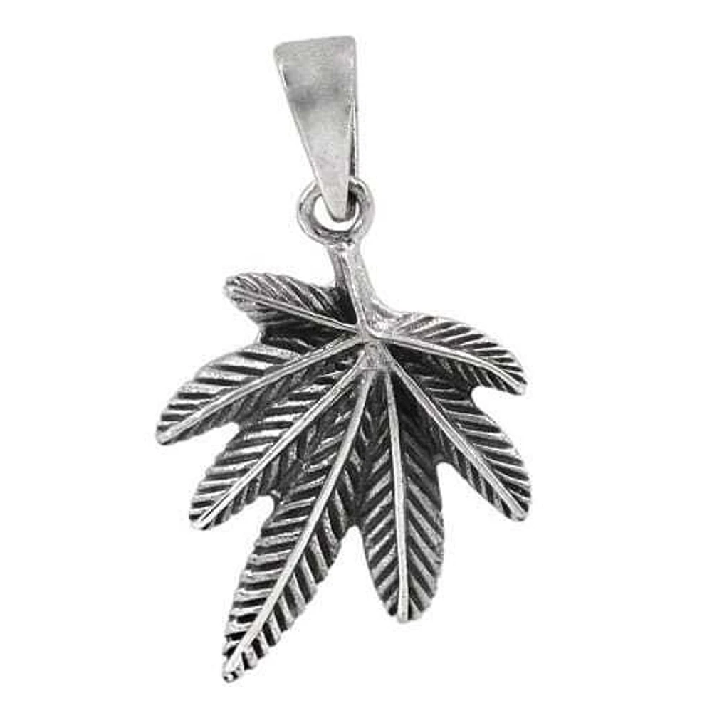 Sterling Silver Leaf Pendant, 20X26mm(Outer Frame)