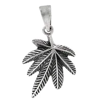 Sterling Silver Leaf Pendant, 20X26mm(Outer Frame)