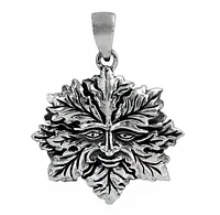 Sterling Silver Green Man Pendant, 27X27mm