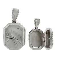 Sterling Silver, Engraved Rectangular Locket.  (Locket25) (Locket26) (Locket27) (Locket28)