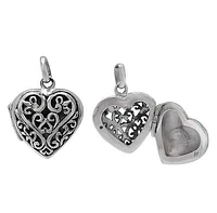 Sterling Silver Heart Locket, 16X16mm(Outer Frame)