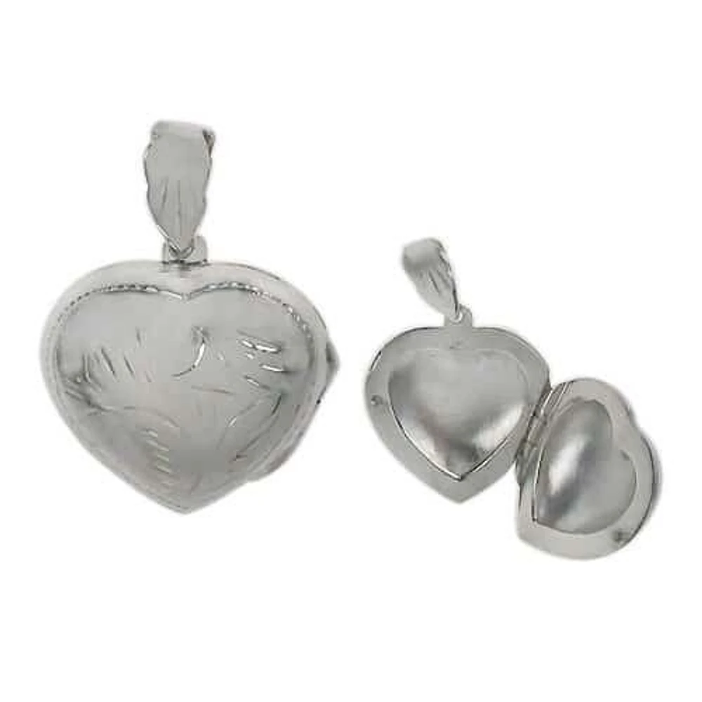 Sterling Silver, Engraved Heart Locket.  (Locket21) (Locket22) (Locket23) (Locket24)