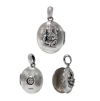 Sterling Silver, Ganesha Oval Shape Locket. Approx Size: 22mm L X 19mm W X 11mm T